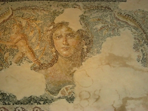 A mosaic of Tyche, goddess of chance from a Jewish home in 3rd century Sepphoris. Africanus mentioned Tyche in the Kestoi, but only as a metaphor for chance acts which could benefit or hurt an army at war.